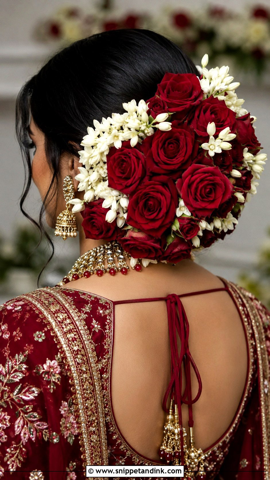 Floral Overflowing Bun - Snippet and Ink - 25 Shaadi Hairstyles