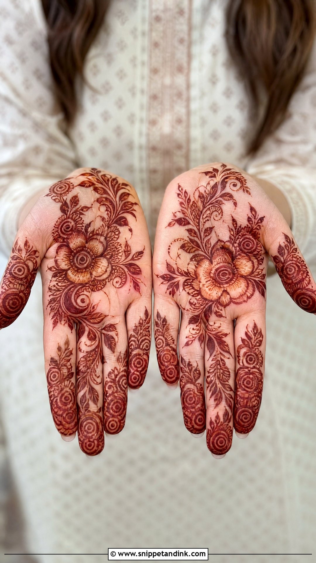 Floral Palm Mehndi Design - Snippet and Ink - 30 Unique Palms Mehndi Designs