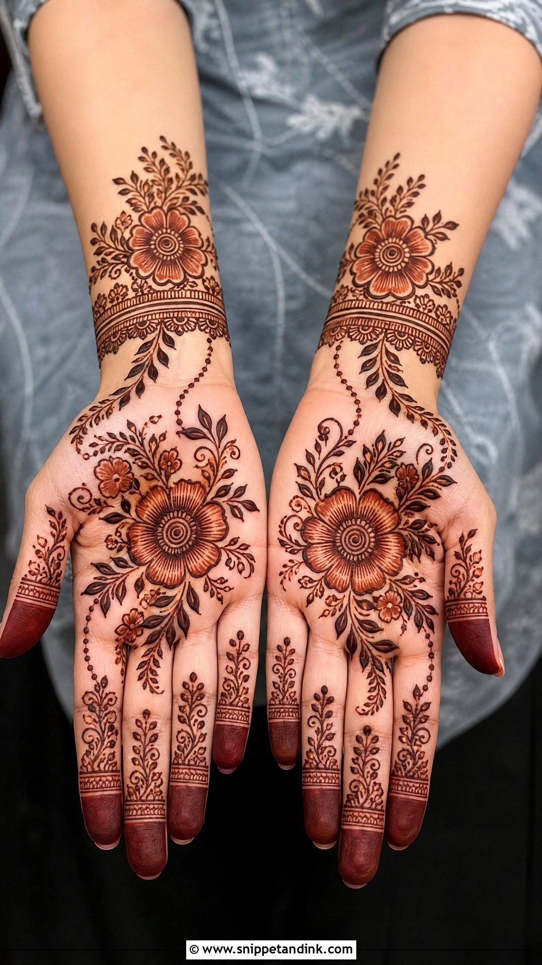 Floral Palm Mehndi Design - Snippet and Ink - 35 Palm Mehndi Design Ideas
