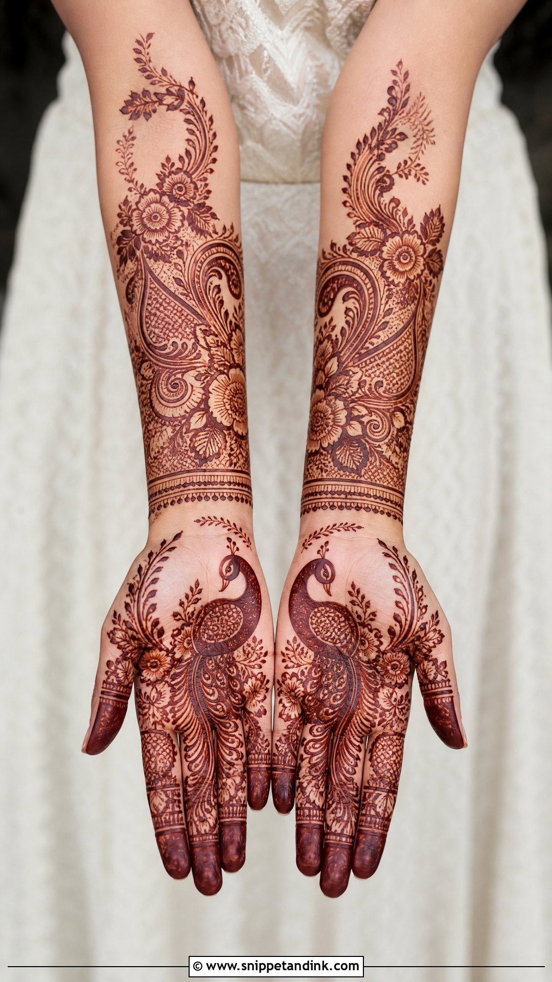 Floral Peacock Bridal Mehndi Design - Snippet and Ink - 20 Floral Bridal Mehndi Designs