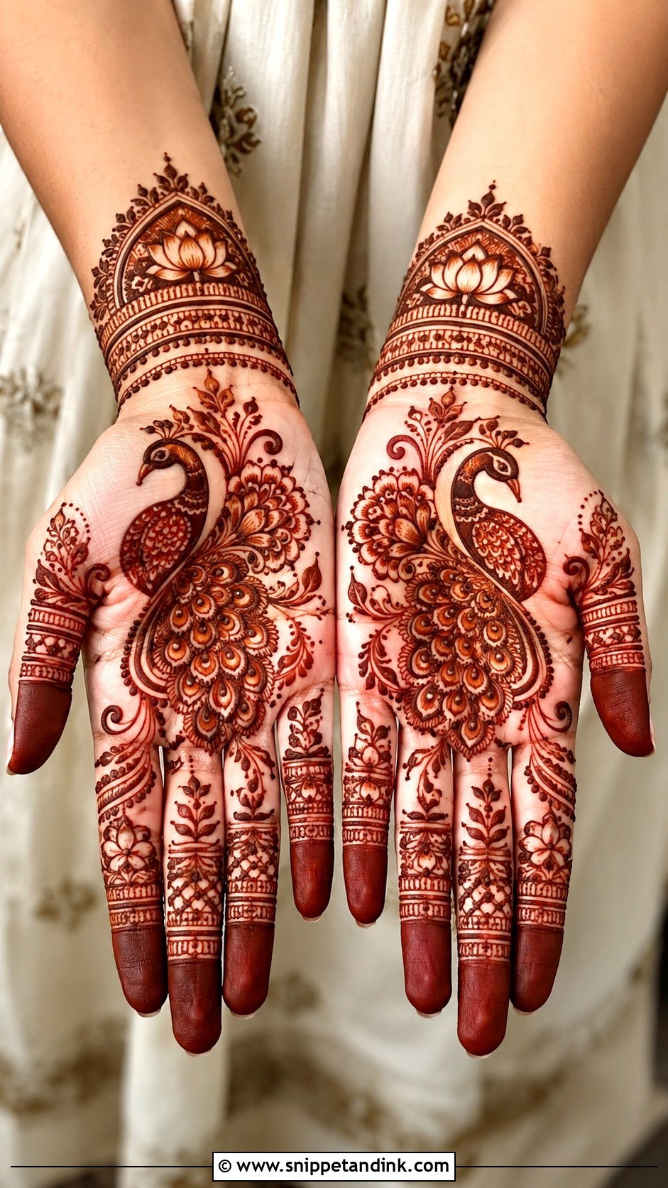 Floral Peacock Mehndi Design - Snippet and Ink - 35 Floral Mehndi Designs