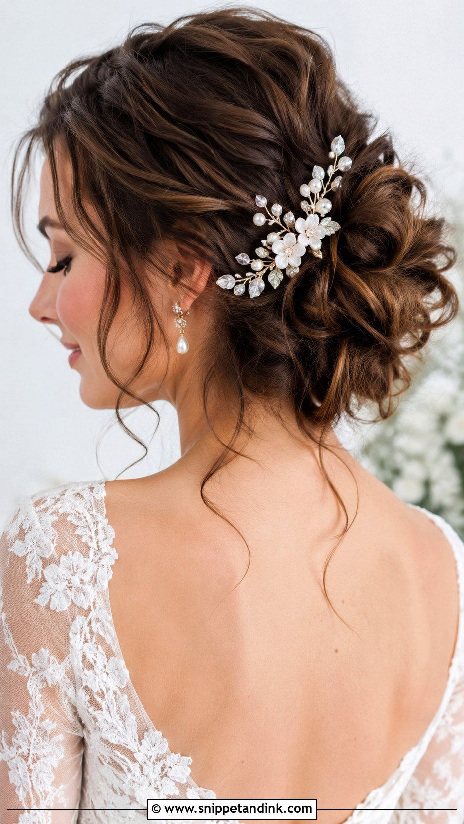 Floral Pearl Bridal Hair Comb - Snippet and Ink - 15 Pearl Bridal Hair Combs