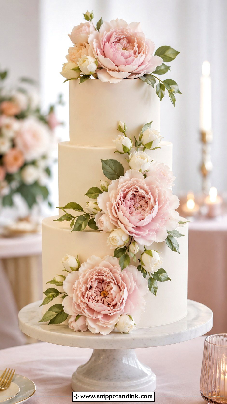 Floral Peony Wedding Cake - Snippet and Ink - 20 Floral Cake Designs for Wedding