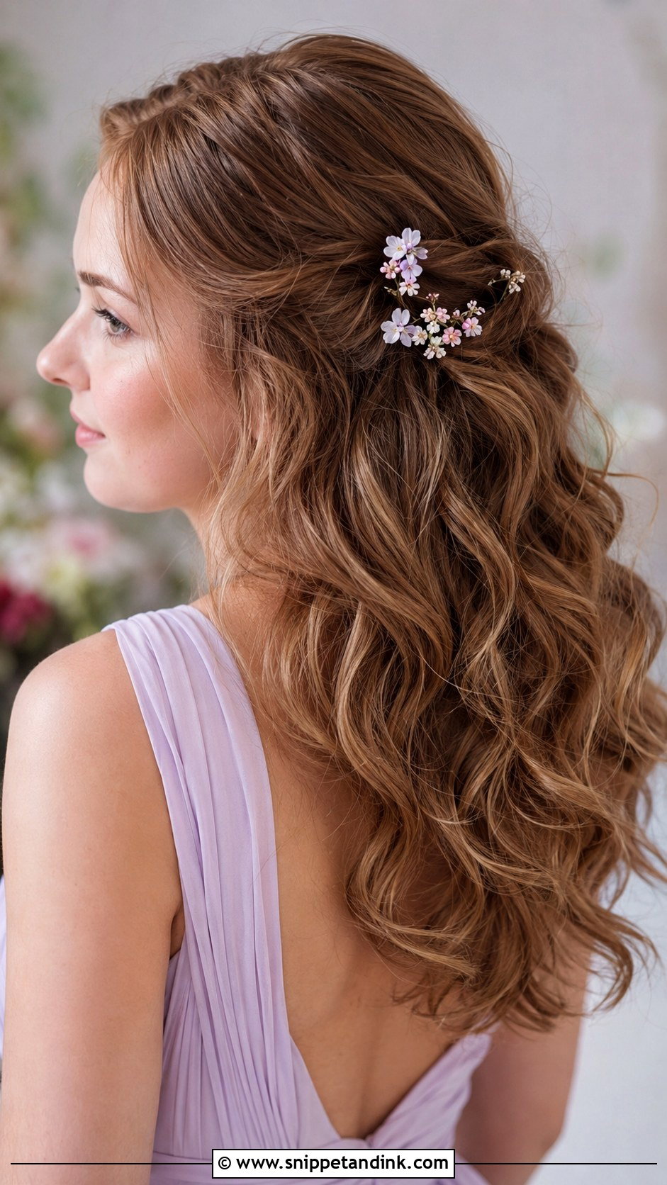 Floral Pin Bridesmaid Hair Down - Snippet and Ink - 20 Simple Bridesmaid Hairstyles Down
