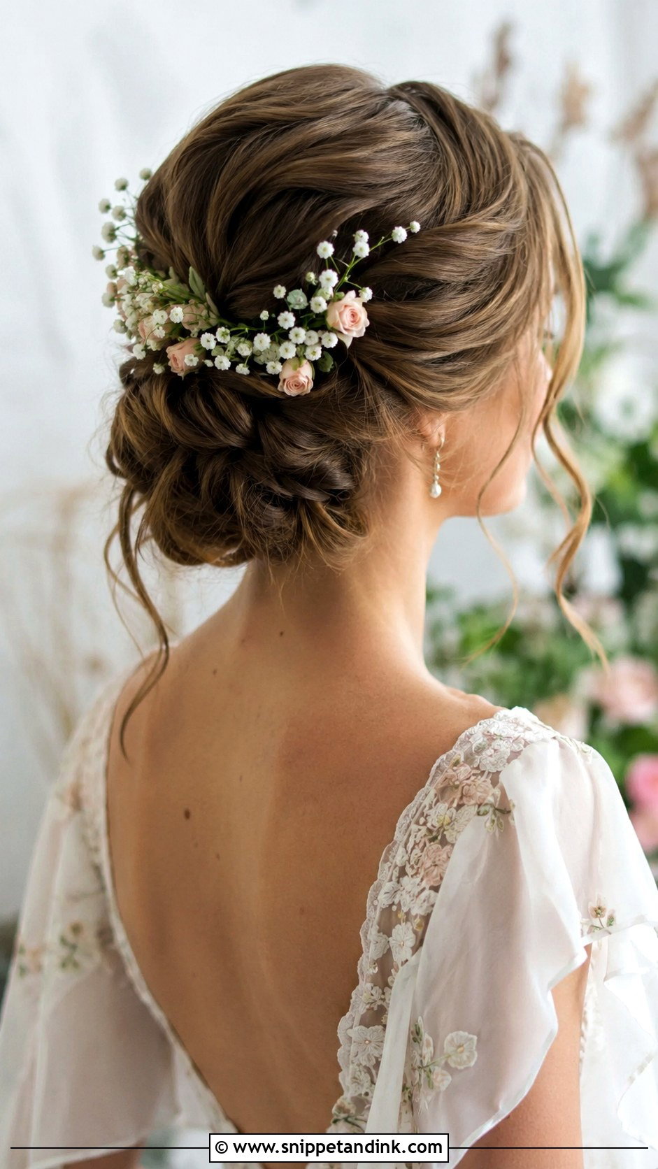 Floral Pinned Updo for Short Hair - Snippet and Ink - 25 Wedding Updos for Short Hair