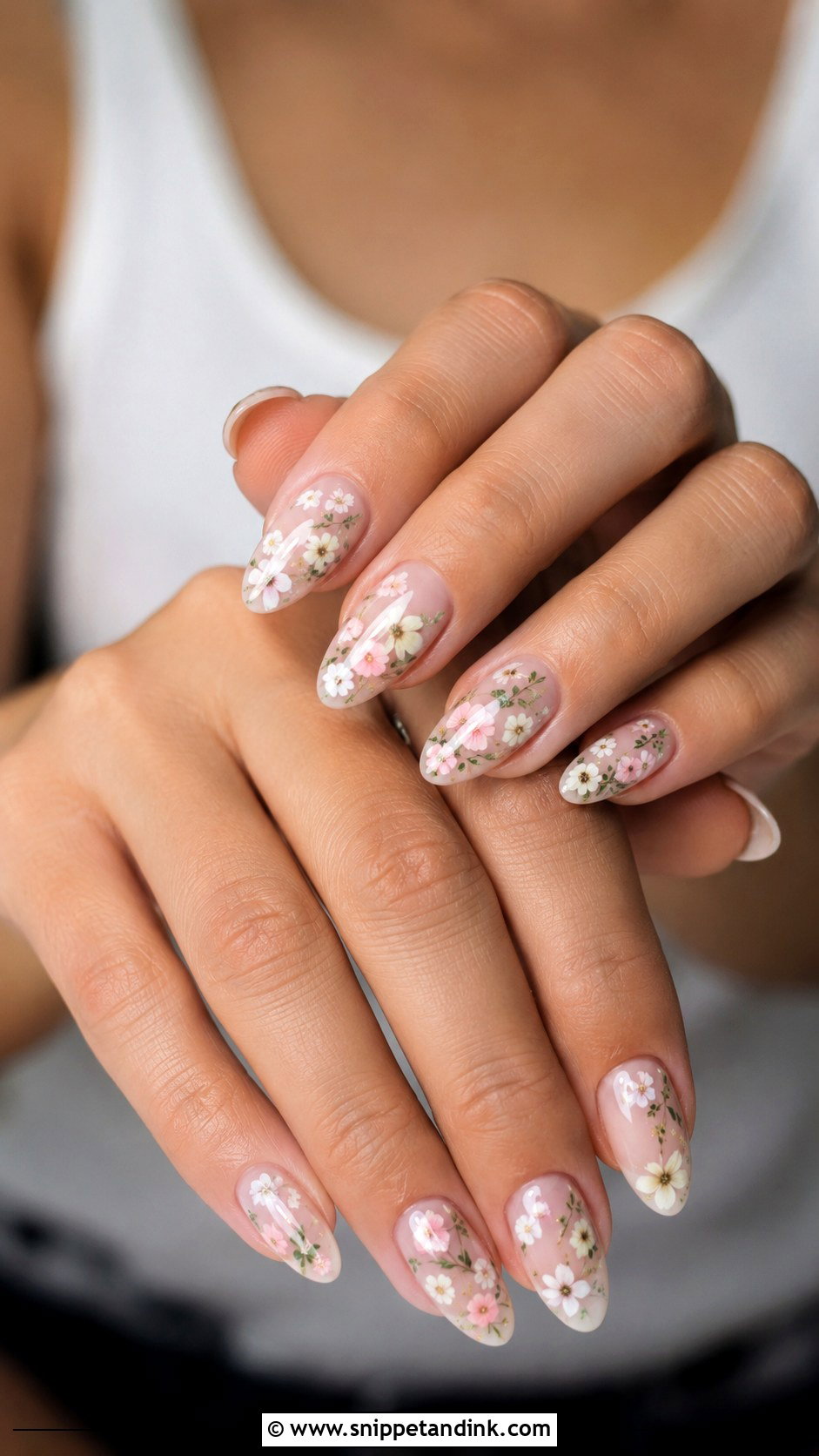 Floral Press On Wedding Nails - Snippet and Ink - 20 Press on Wedding Nails