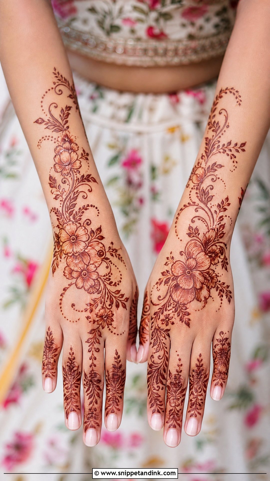 Floral Print Lehenga Mehndi Outfit For Bride - Snippet and Ink - 25 Mehndi Outfit Ideas for Bride