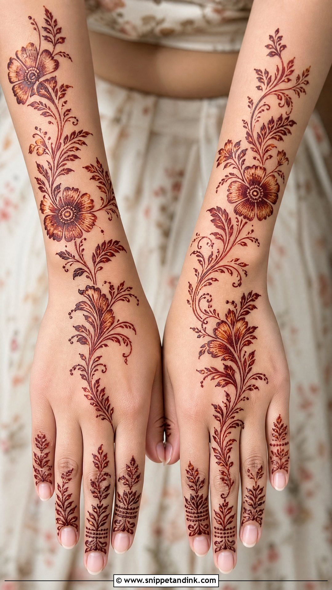 Floral Print Mehndi Lehnga Design - Snippet and Ink - 25 Mehndi Lehnga Designs