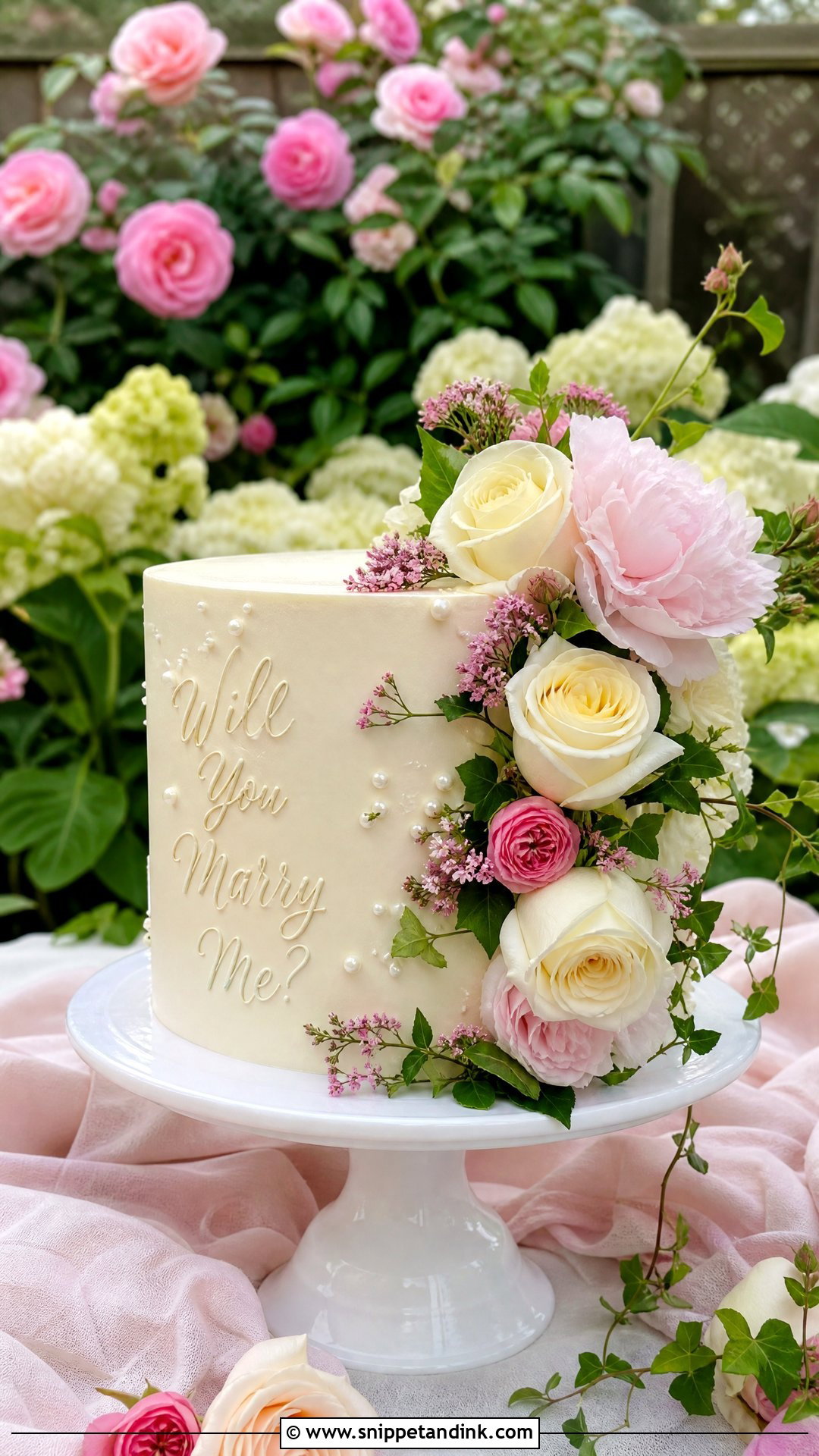 Floral Proposal Cake - Snippet and Ink - 20 Proposal Cake Ideas