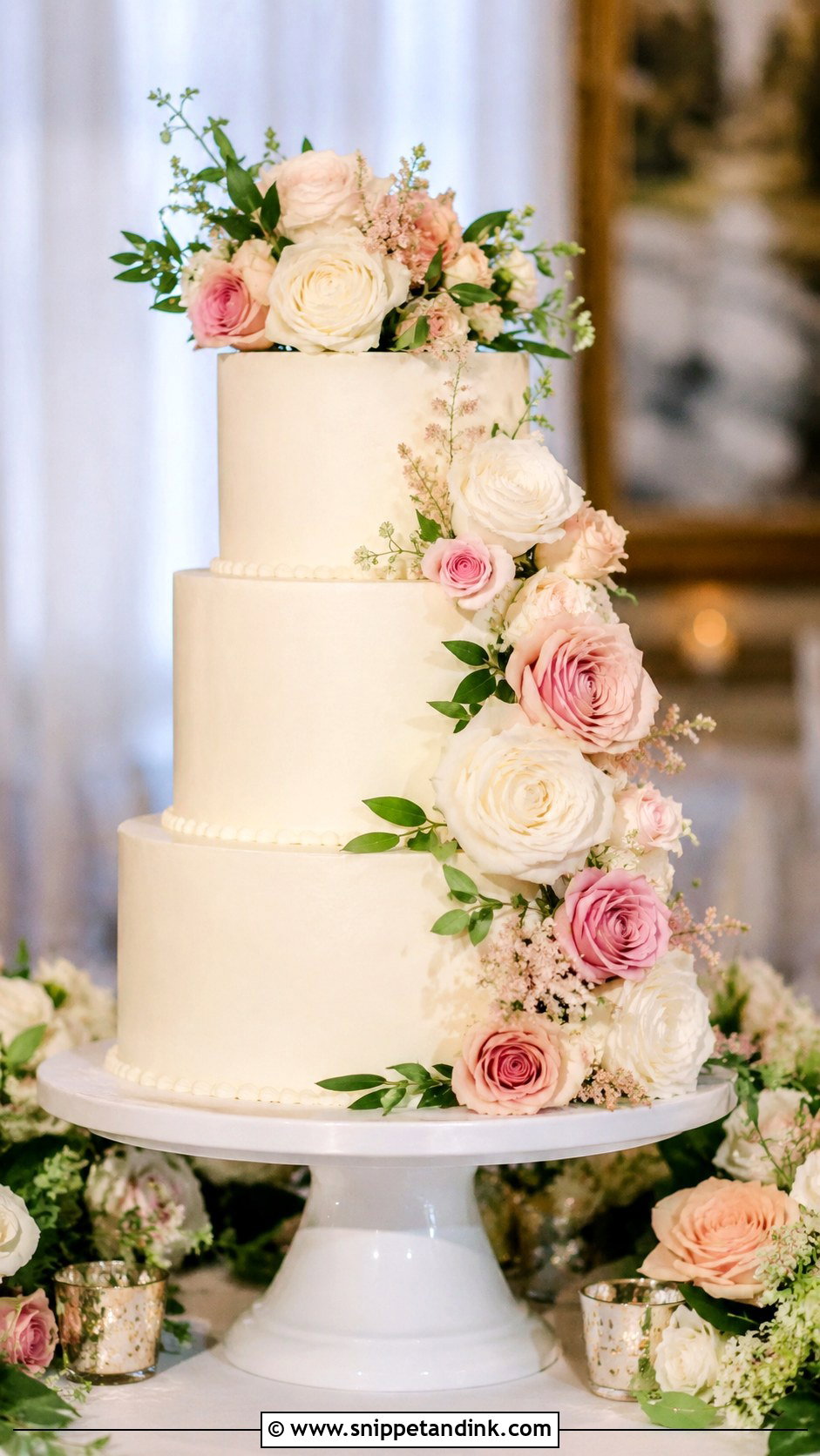 Floral Rose Wedding Cake - Snippet and Ink - 20 Floral Cake Designs for Wedding