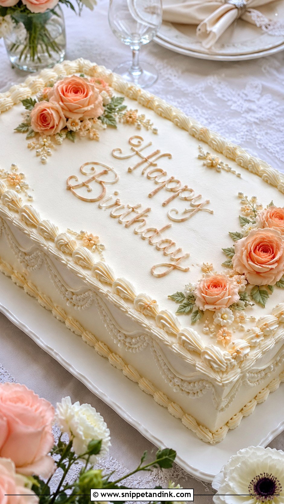Floral Sheet Wedding Birthday Cake - Snippet and Ink - 20 Wedding Birthday Cake Ideas