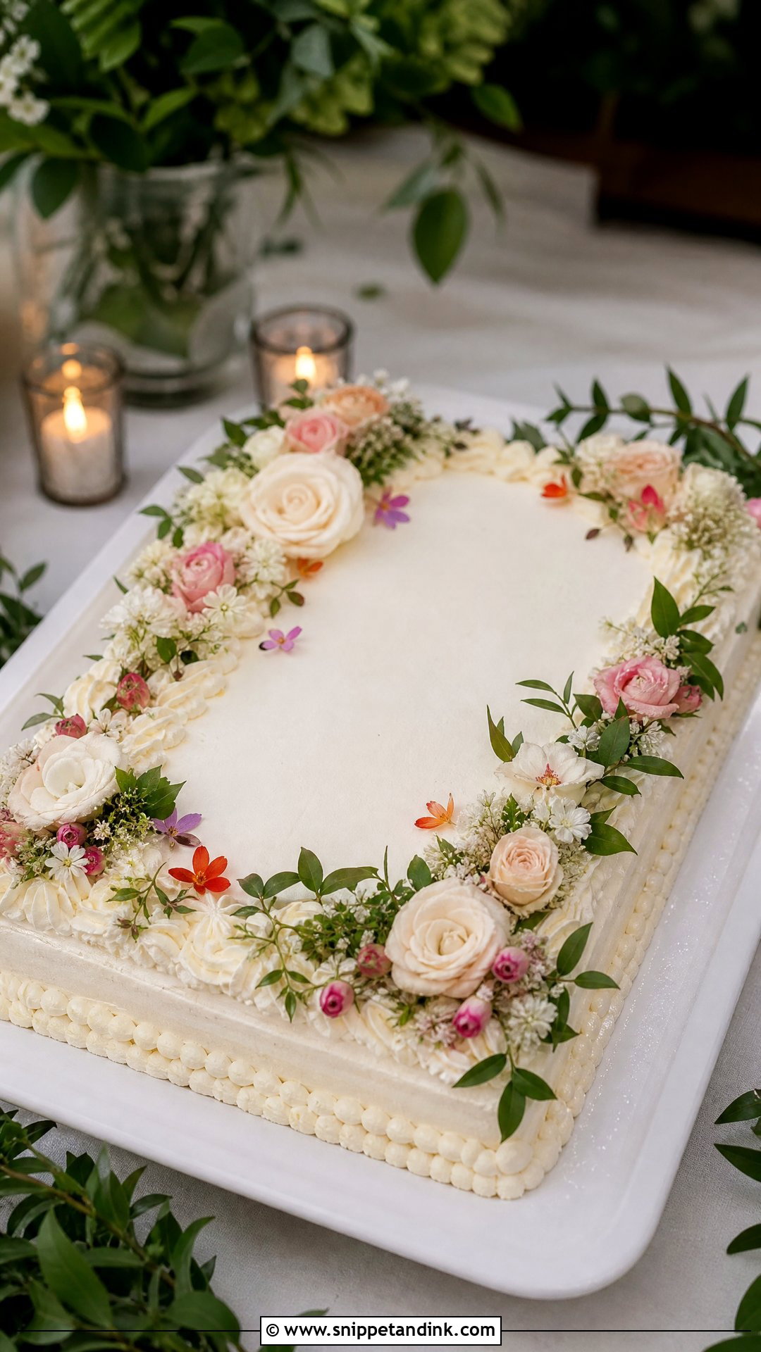 Floral Sheet Wedding Cake - Snippet and Ink - 25 Flowers on Cake Ideas for Wedding