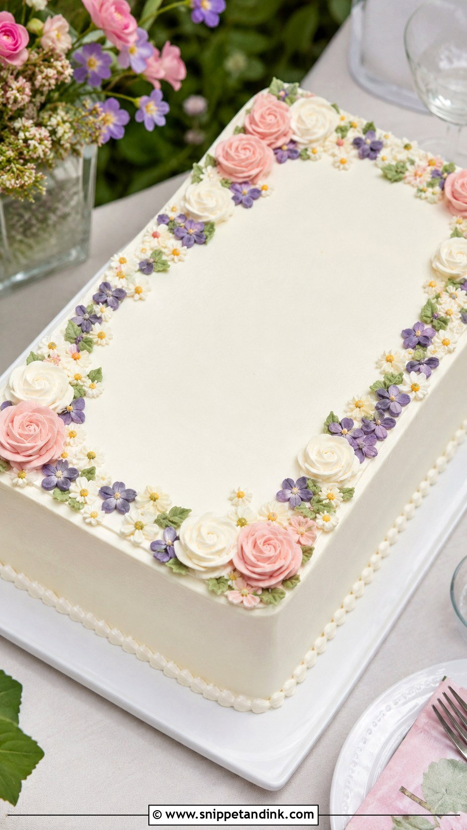 Floral Sheet Wedding Cake - Snippet and Ink - 30 Spring Flowers Wedding Cake Ideas