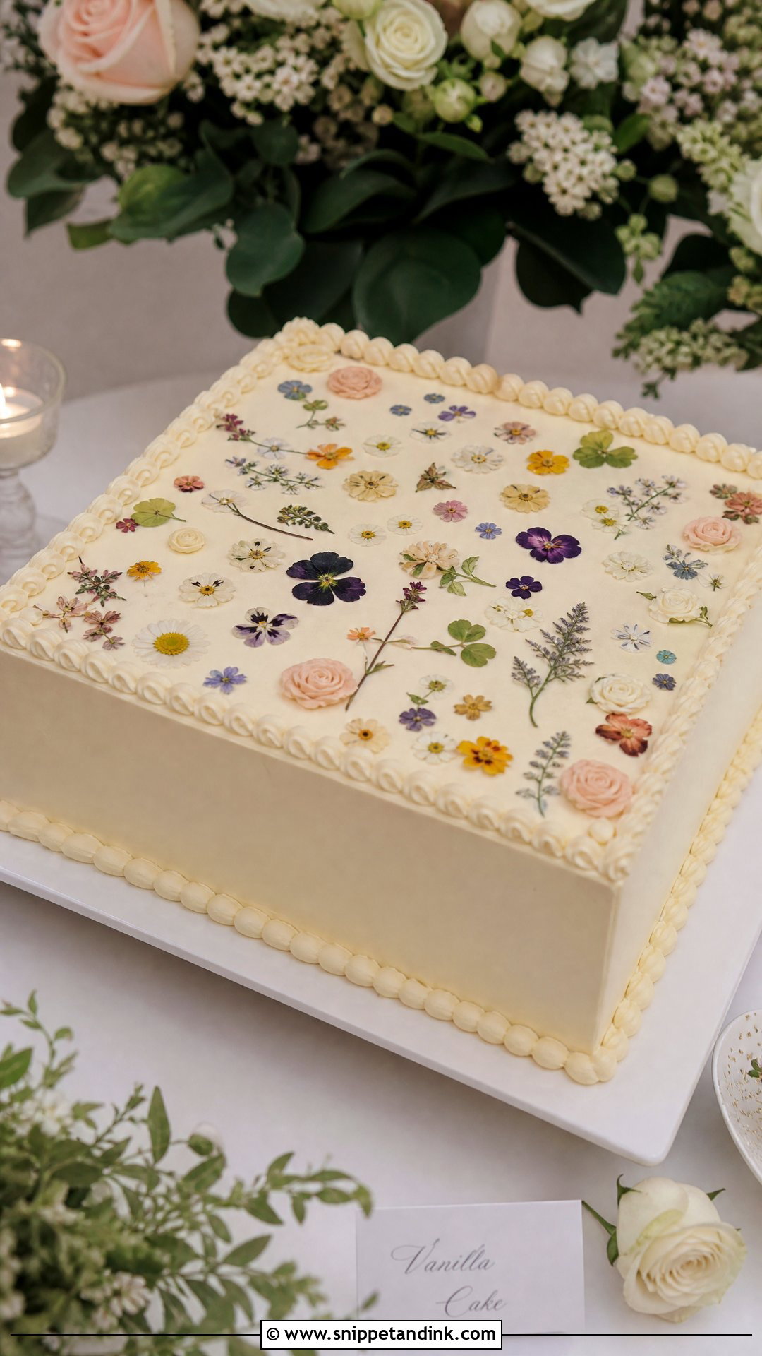 Floral Sheet Wedding Cake - Snippet and Ink - 35 Cakes with Flowers for Wedding