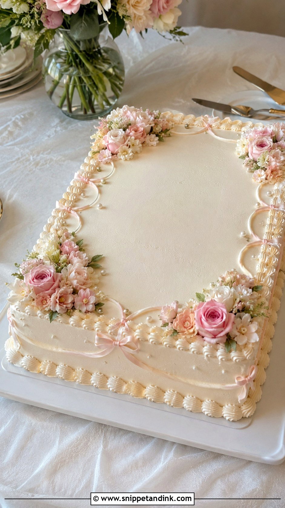 Floral Sheet Wedding Cake - Snippet and Ink - 20 Feminine Cake Ideas for Wedding