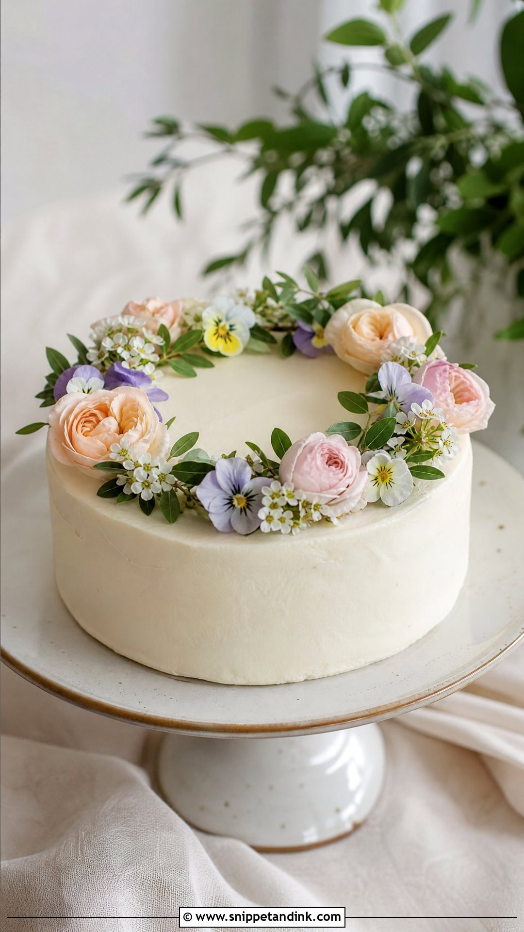 Floral Single Tier Wedding Cake - Snippet and Ink - 20 Wedding Cake Flowers Ideas