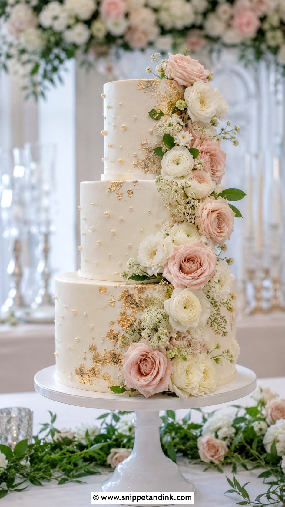 Floral Sparkle Wedding Cake - Snippet and Ink - 30 Sparkle Wedding Cake Ideas