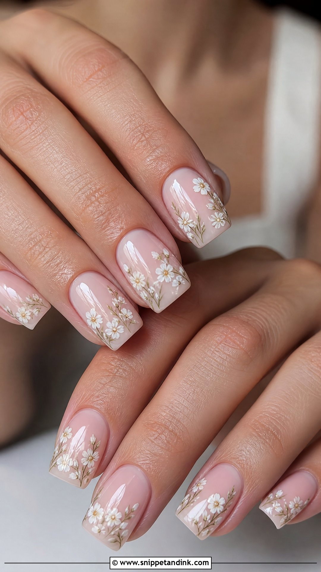 Floral Square Bridal Nails - Snippet and Ink - 25 Square Bridal Nails