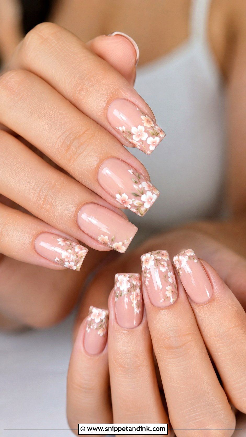 Floral Square Wedding Nails - Snippet and Ink - 30 Wedding Nails Square