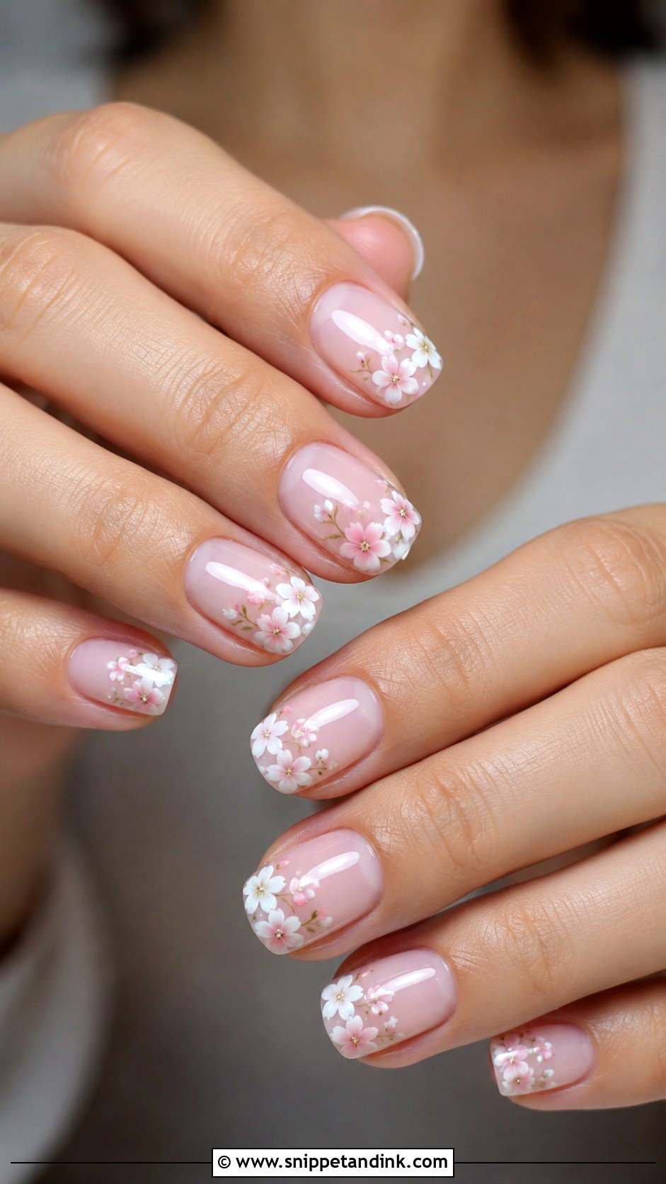 Floral Squoval Wedding Nails - Snippet and Ink - 20 Squoval Wedding Nails