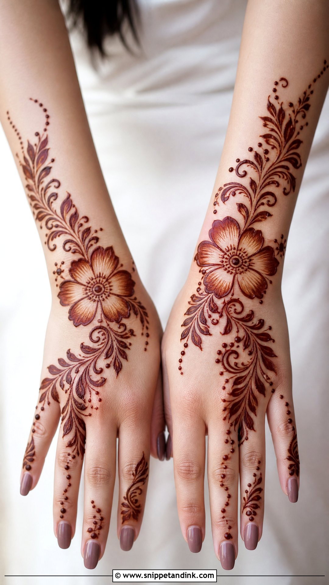 Floral Tattoo Mehndi Design - Snippet and Ink - 30 Unique Tattoo Mehndi Designs