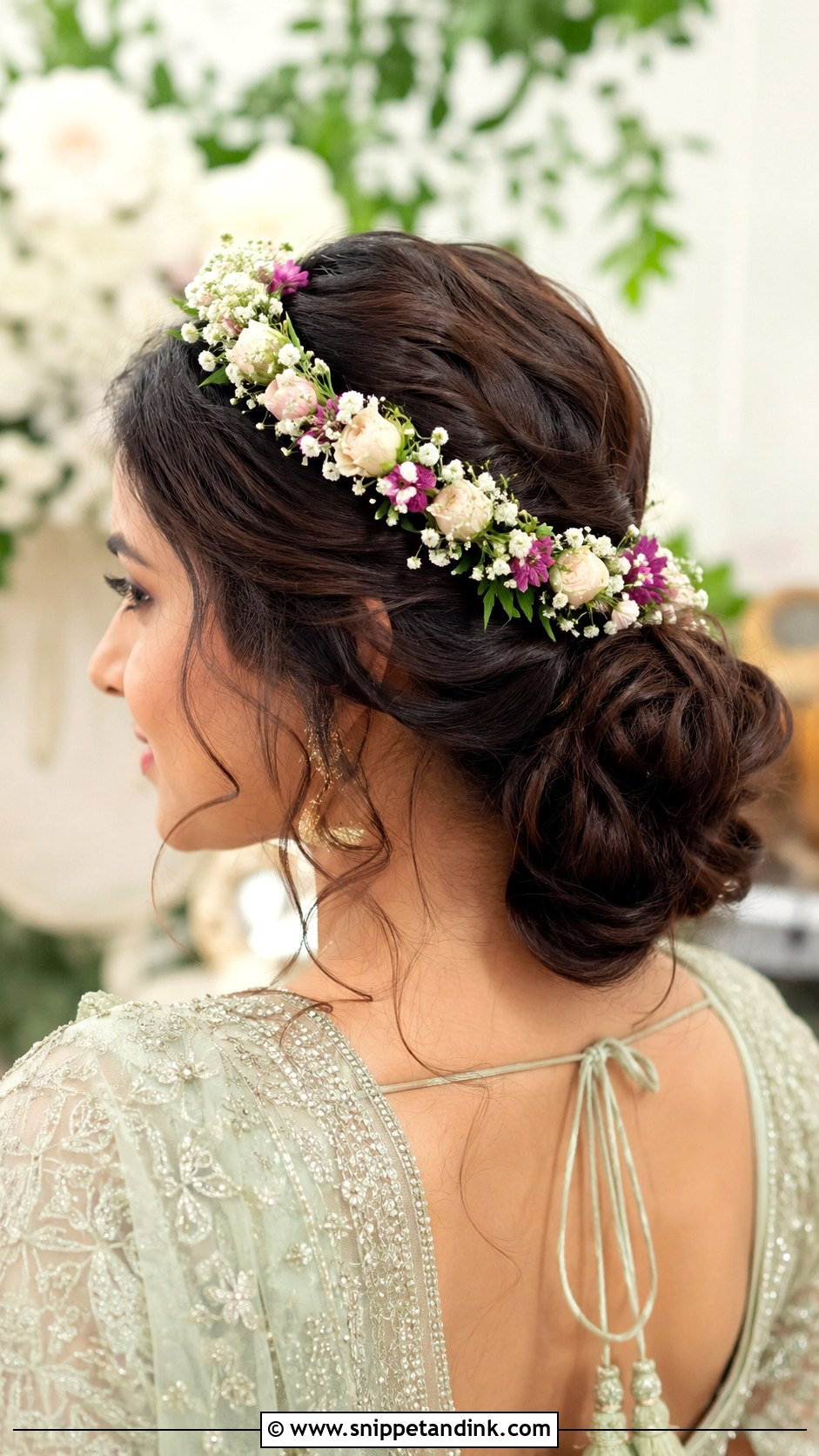 Floral Tiara Updo - Snippet and Ink - 25 Desi Wedding Hairstyles
