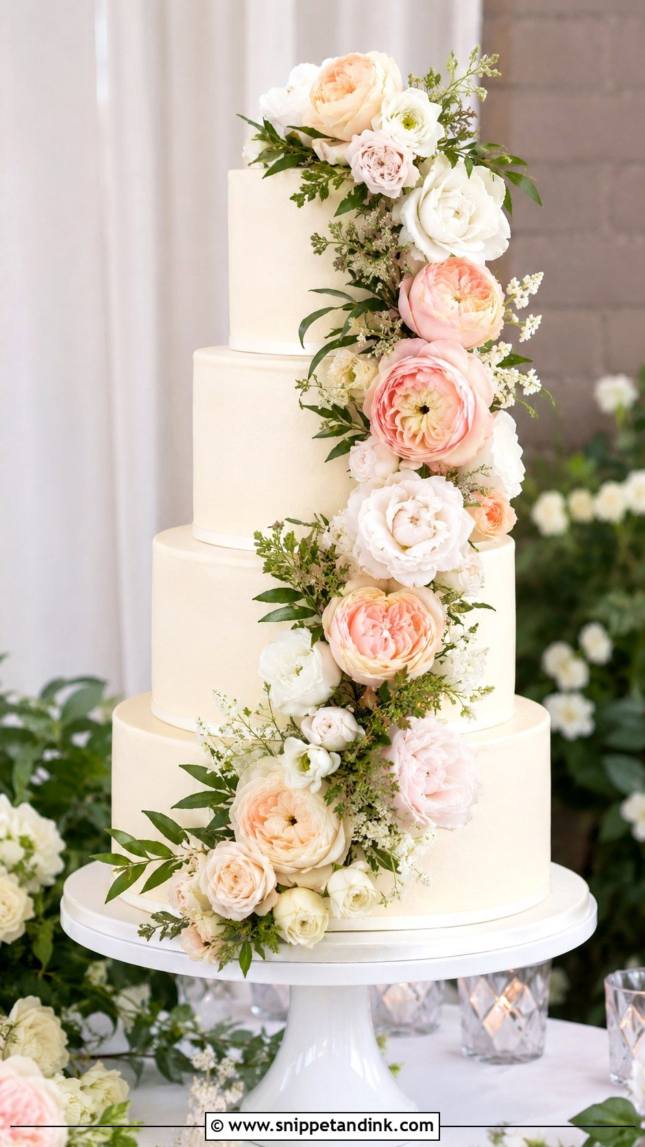 Floral Tiered Wedding Cake - Snippet and Ink - 30 Tiered Wedding Cakes