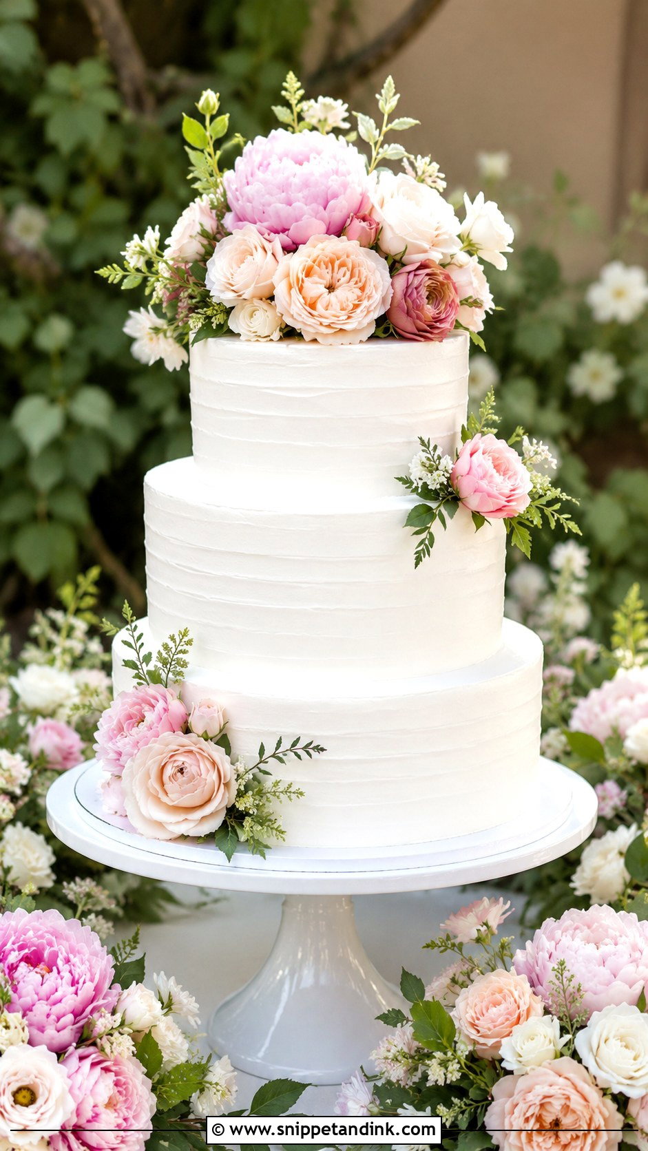 Floral Tiered Wedding Cake - Snippet and Ink - 30 Tiered Wedding Cake Ideas