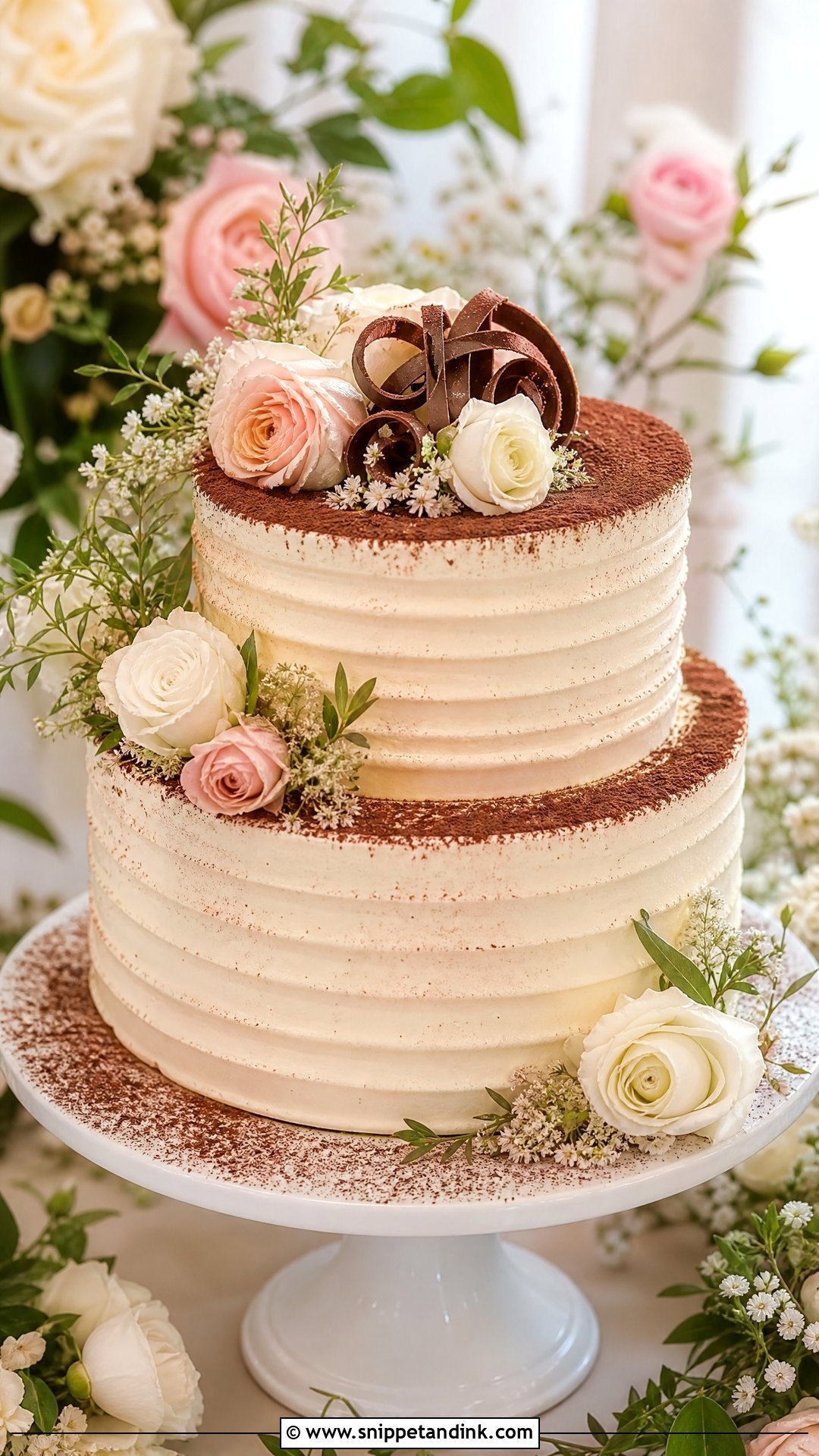 Floral Tiramisu Wedding Cake - Snippet and Ink - 25 Tiramisu Wedding Cake Ideas