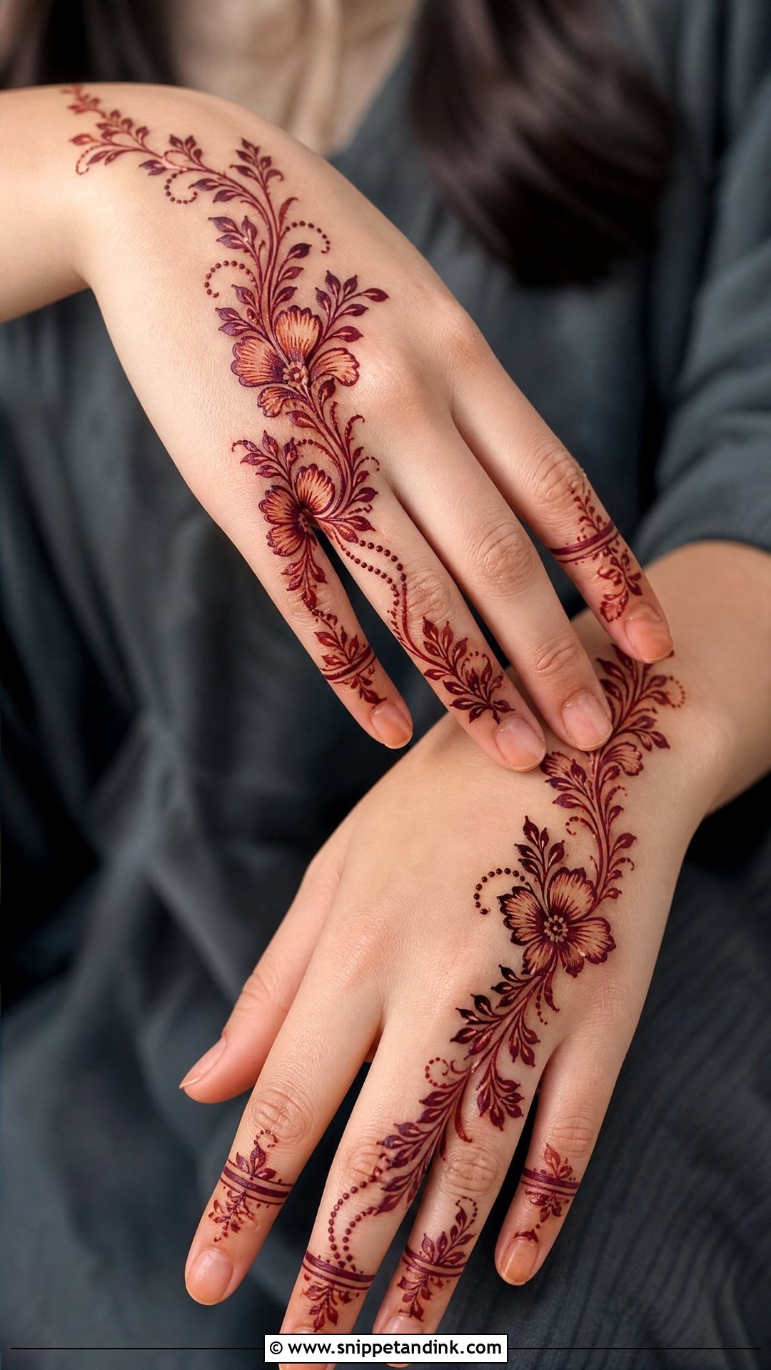 Floral Trail Mehndi Design - Snippet and Ink - 35 Unique Mehndi Designs