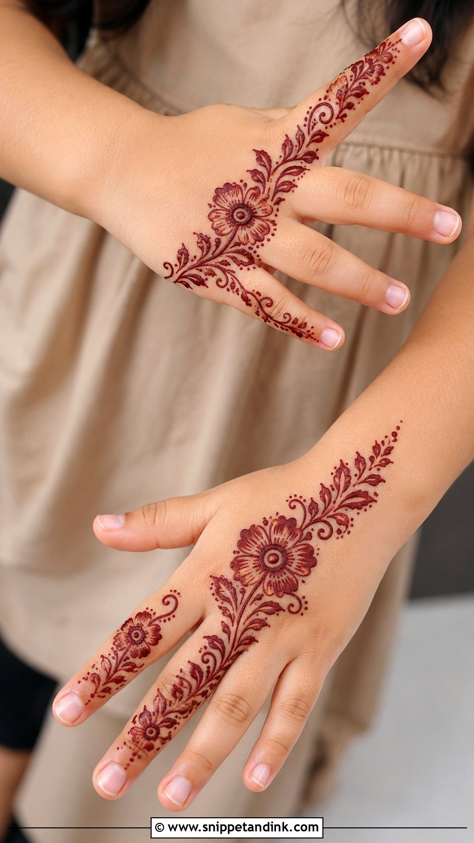 Floral Trail Mehndi Design For Kids - Snippet and Ink - 30 Cute Mehndi Designs for Kids
