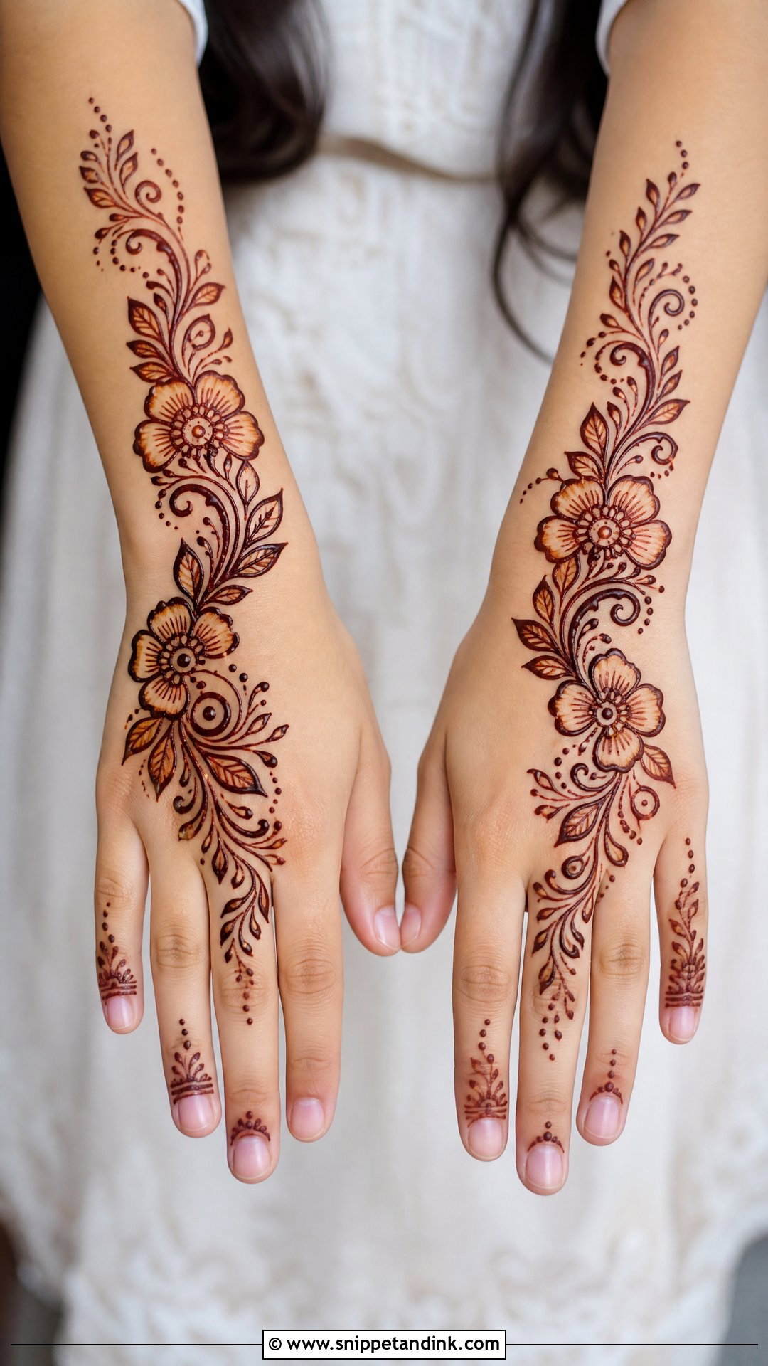 Floral Trail Mehndi Design for Children - Snippet and Ink - 30 Mehndi Designs for Children