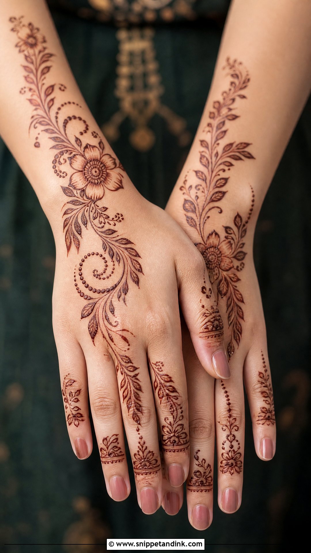 Floral Trail Mehndi Design - Snippet and Ink - 20 Mehndi Design for Best Friend Wedding Ideas