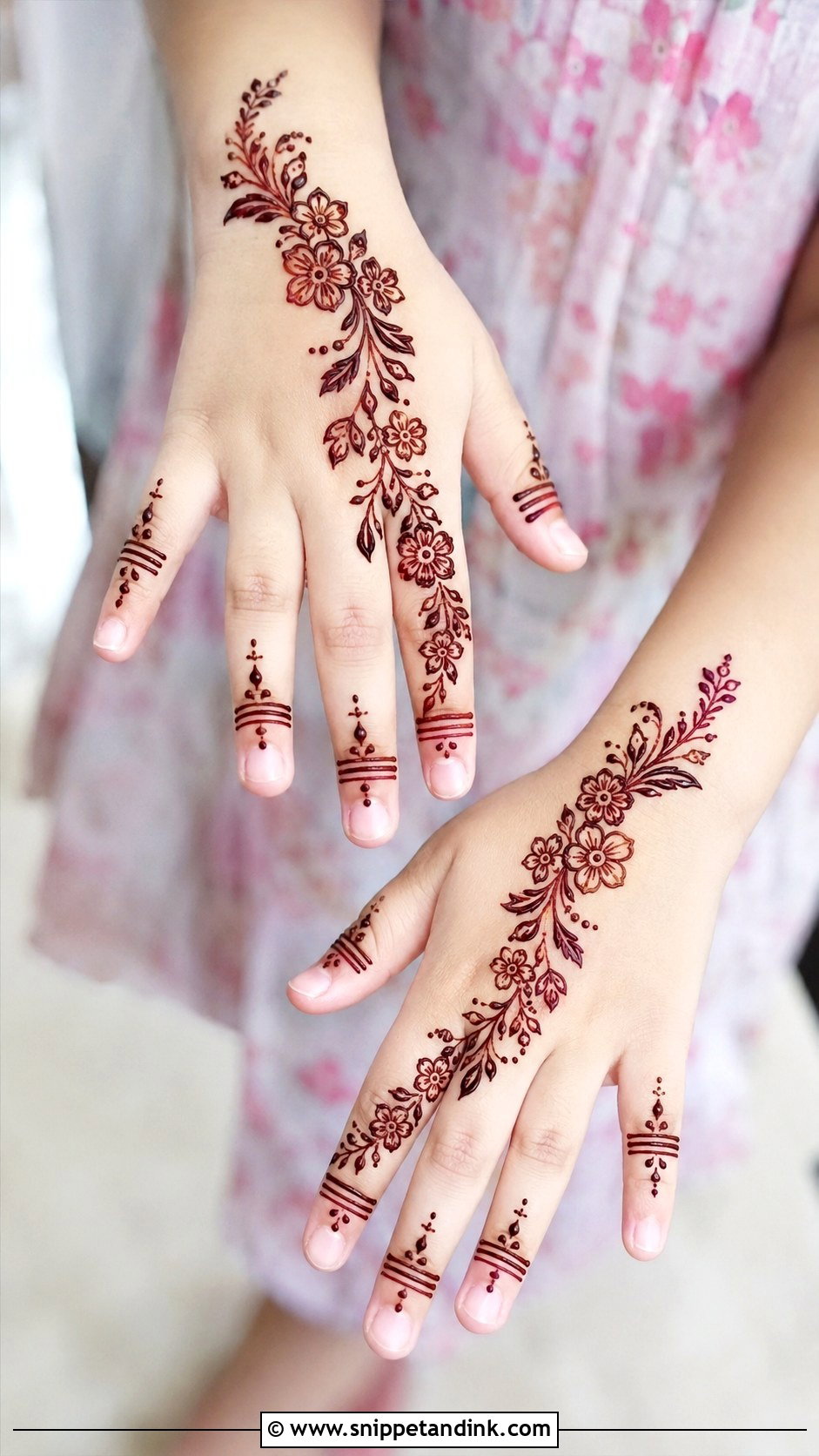 Floral Trail Mehndi for Kids - Snippet and Ink - 35 Mehndi Designs for Kids