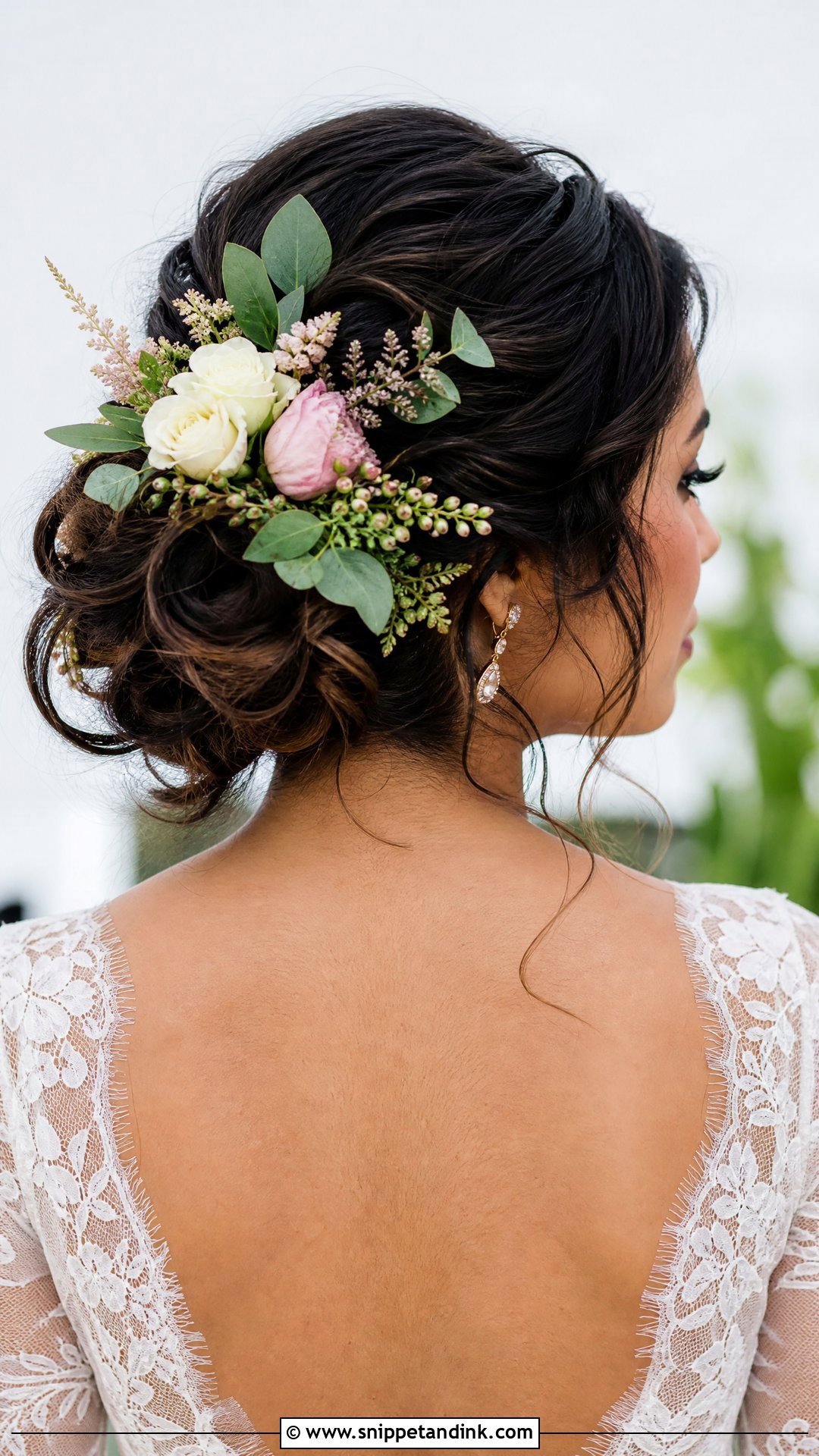 Floral Updo Wedding Hairstyle - Snippet and Ink - 20 Mid Length Hair Wedding Styles