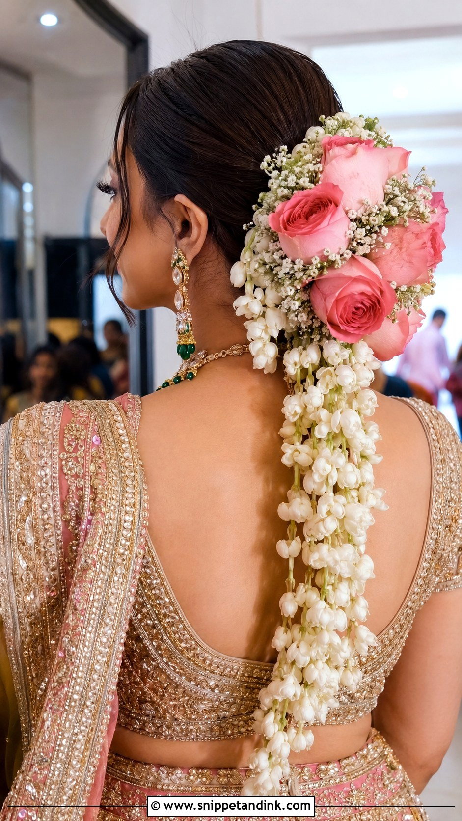 Floral Updo With Cascading Flowers - Snippet and Ink - 25 Traditional Indian Weddings Bridal Hairstyles