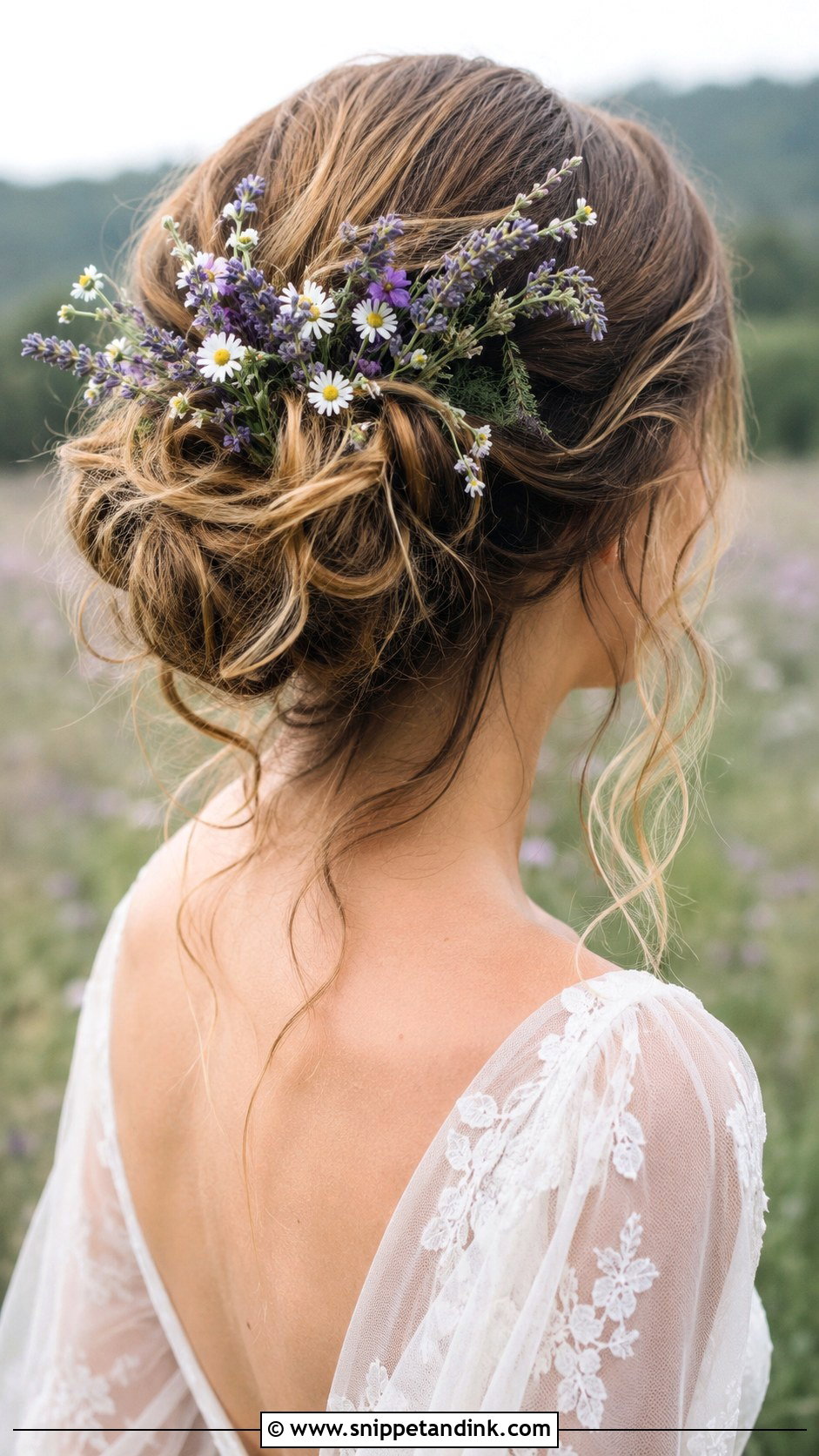 Floral Updo With Loose Curls - Snippet and Ink - 20 Flower Wedding Hairstyles