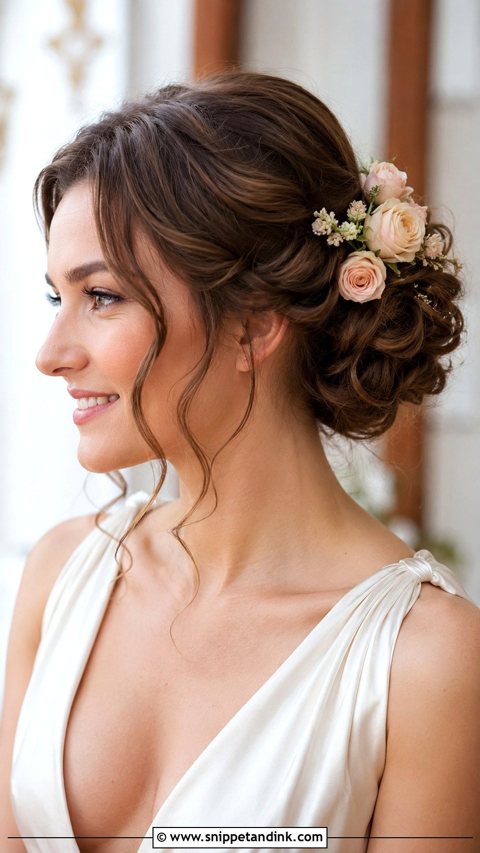 Floral Updo With Loose Curls - Snippet and Ink - 20 Bride Hair Flowers