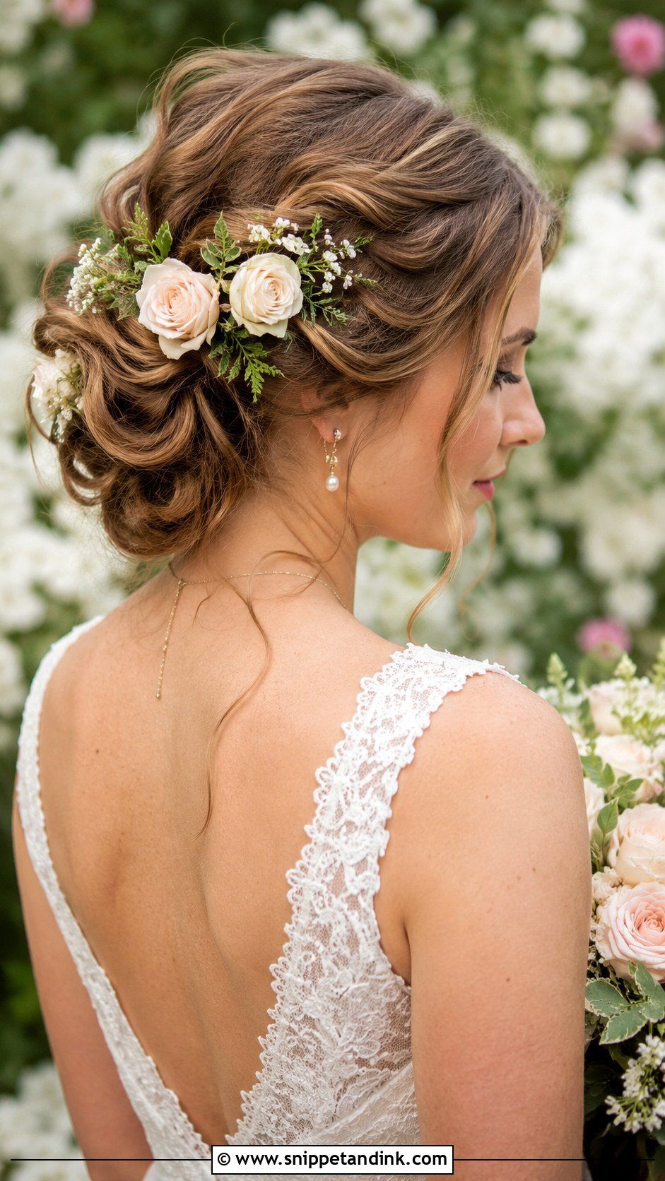 Floral Updo With Soft Roses - Snippet and Ink - 25 Fairytale Wedding Hair Ideas