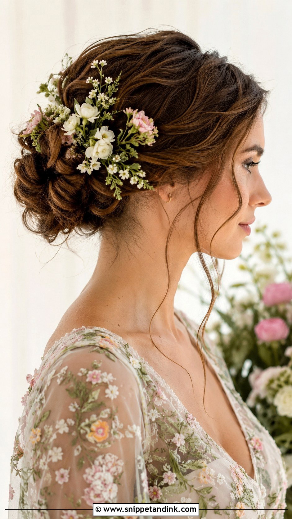 Floral Updo for Engagement - Snippet and Ink - 20 Simple Hairstyle for Engagement Ideas