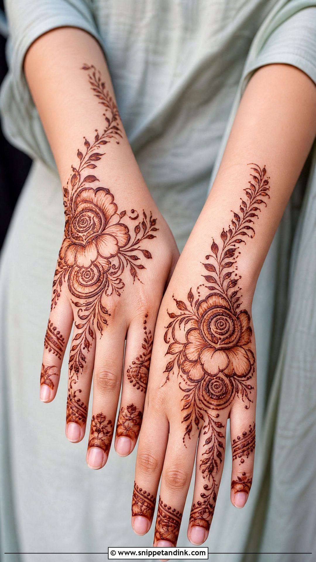 Floral Upper Hand Mehndi Design - Snippet and Ink - 25 Upper Hand Mehndi Designs