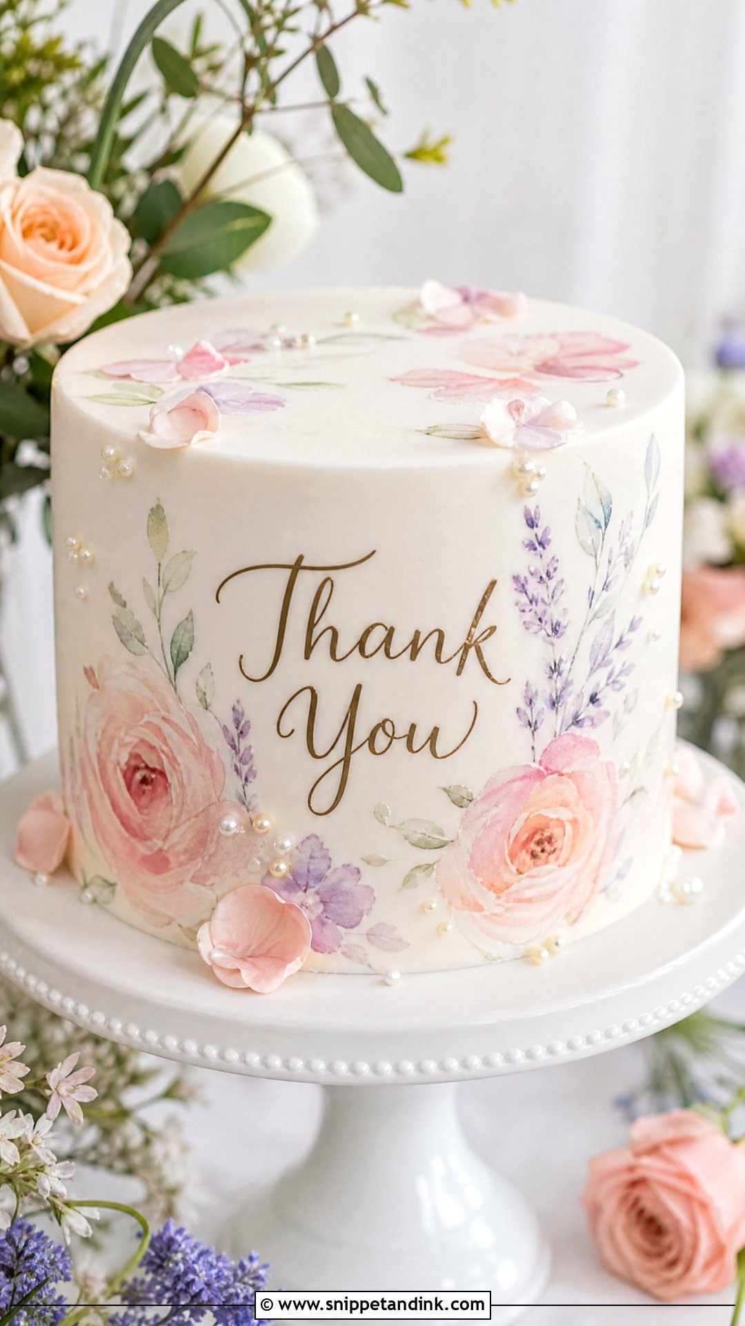 Floral Watercolor Thank You Wedding Cake - Snippet and Ink - 20 Thank You Cake Design Ideas for Wedding