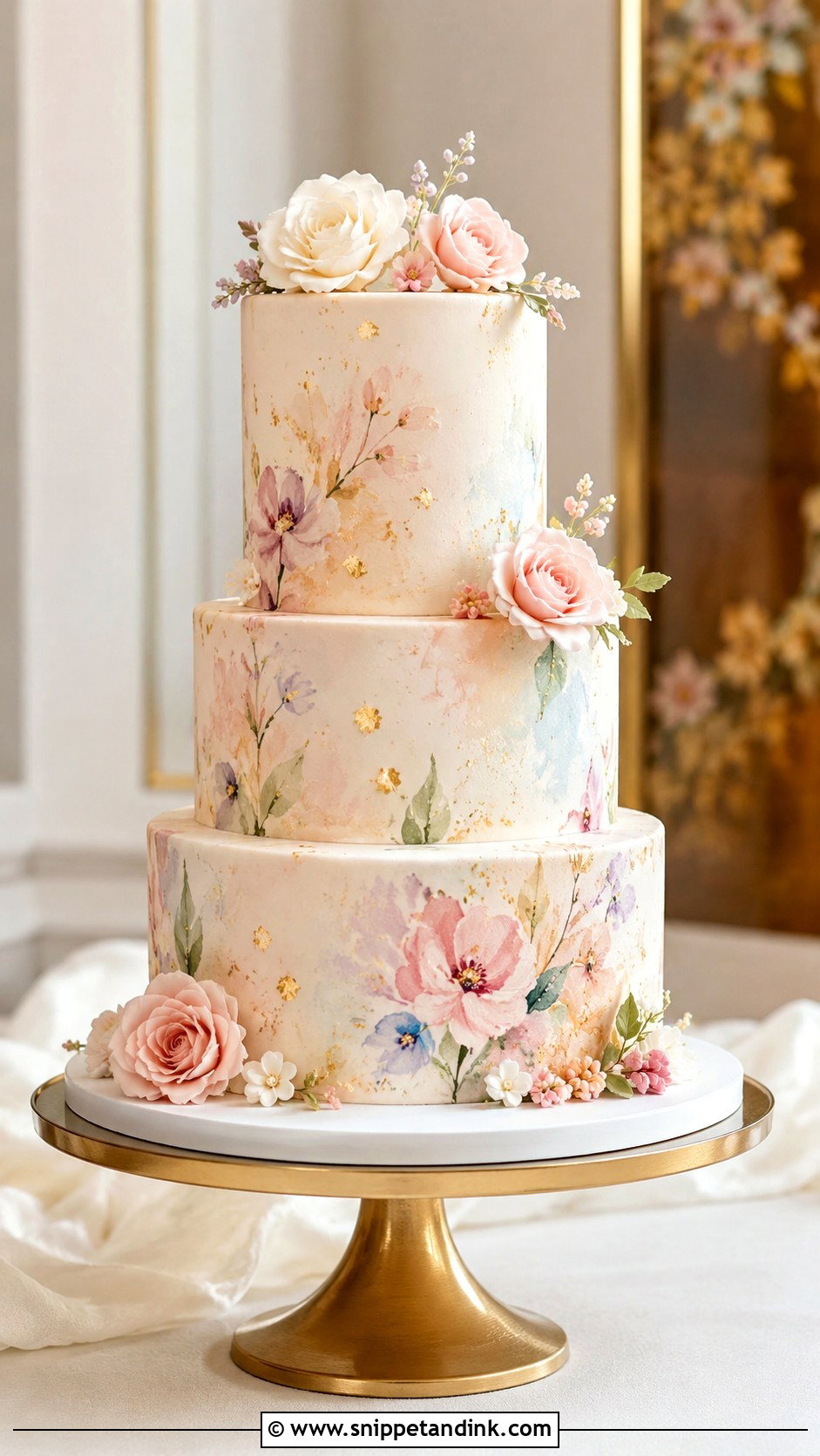 Floral Watercolor Wedding Cake - Snippet and Ink - 20 Flower Cakes for Wedding
