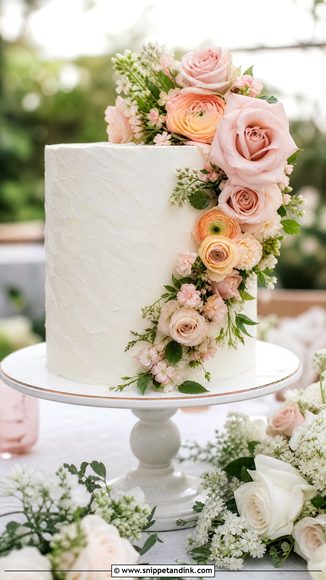 Floral Wedding Anniversary Cake - Snippet and Ink - 20 Wedding Anniversary Cake Ideas