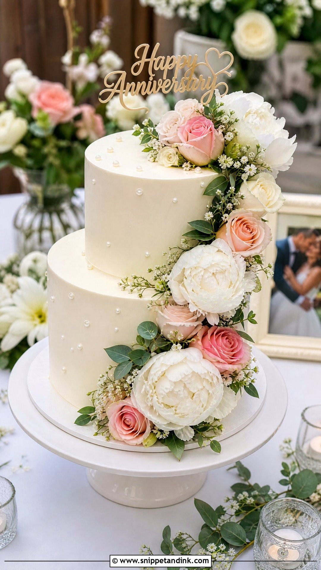 Floral Wedding Anniversary Cake - Snippet and Ink - 30 Wedding Anniversary Cakes