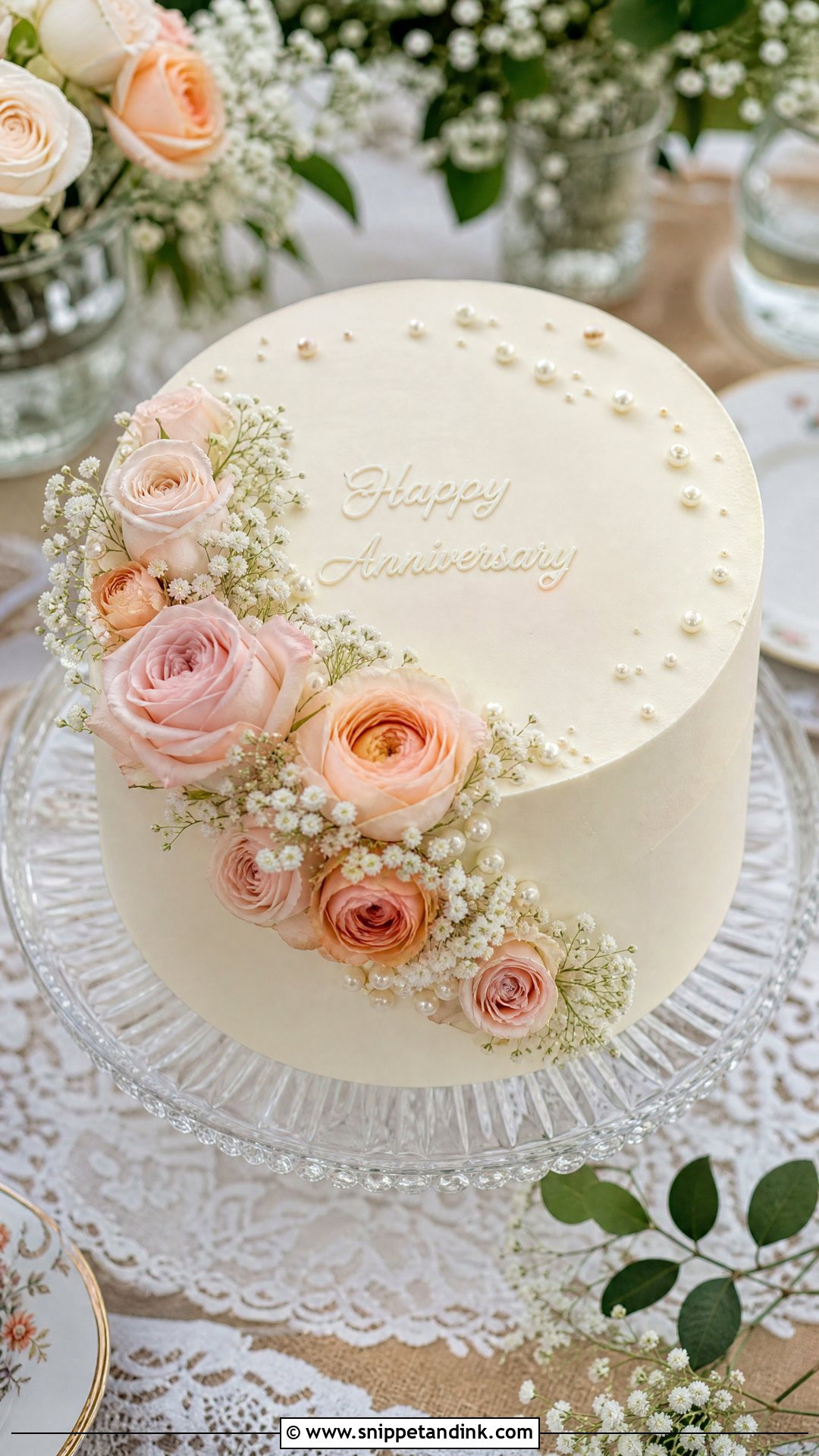 Floral Wedding Anniversary Cake - Snippet and Ink - 20 Simple Wedding Anniversary Cake Design Ideas