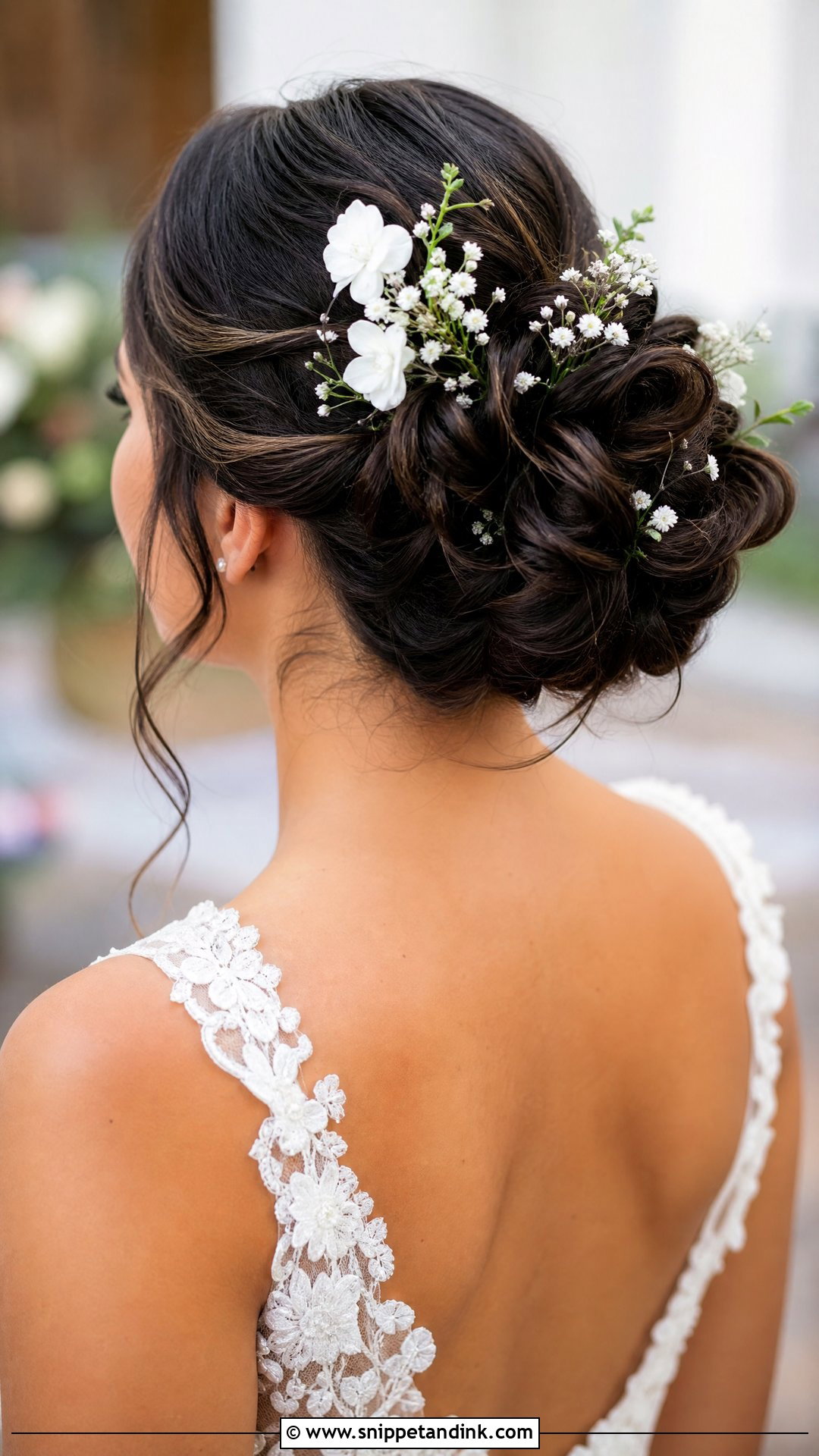 Floral Wedding Bun For Long Hair - Snippet and Ink - 20 Wedding Buns for Long Hair