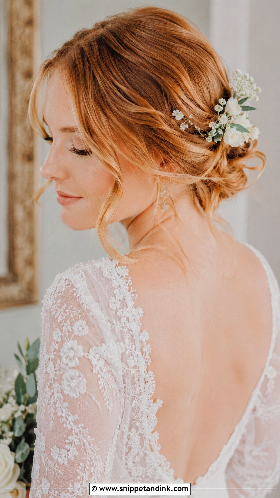 Floral Wedding Bun - Snippet and Ink - 20 Hair Bun Wedding Style Ideas