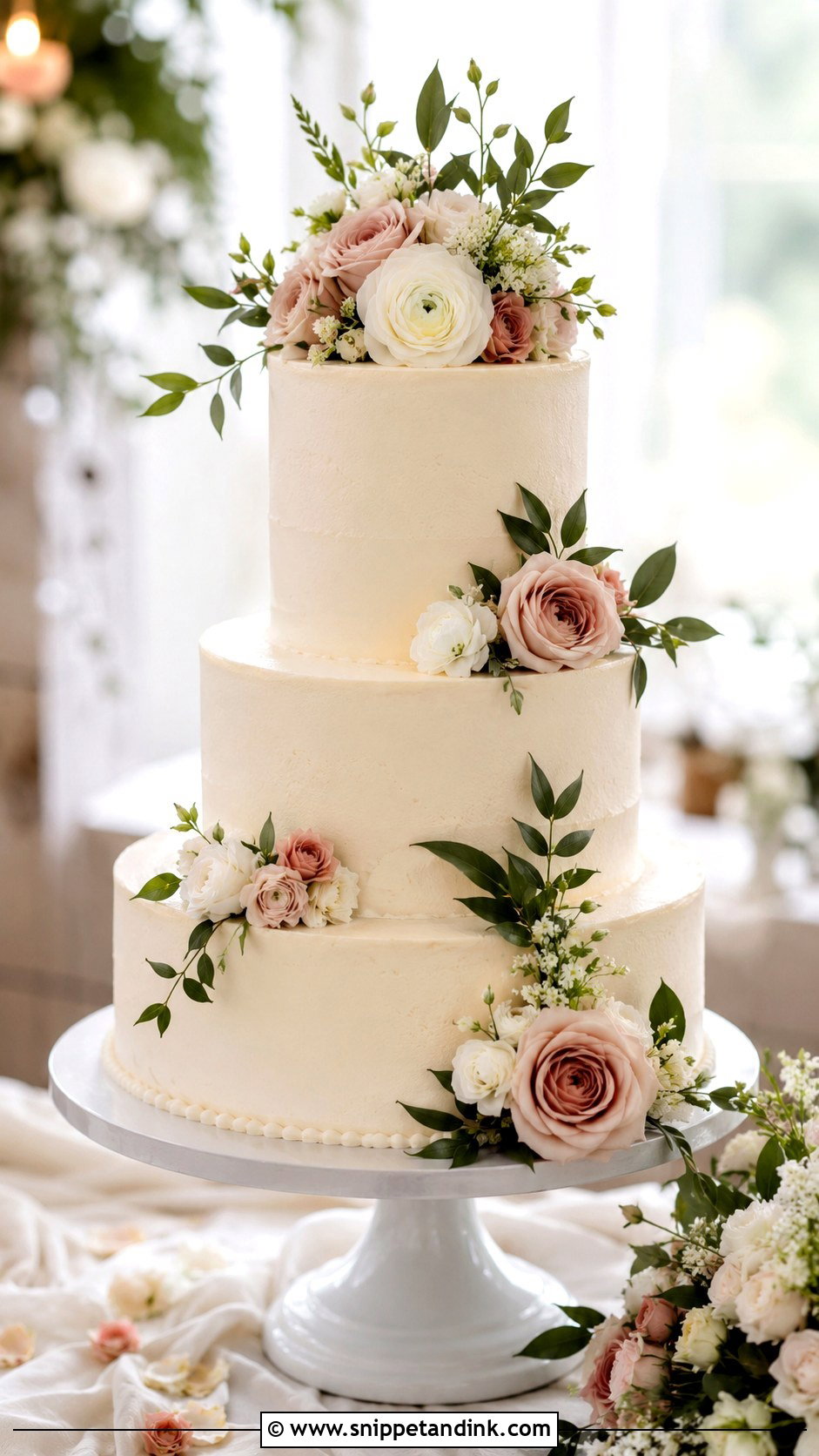 Floral Wedding Cake - Snippet and Ink - 20 Cake Photoshoot Aesthetic Ideas for Wedding