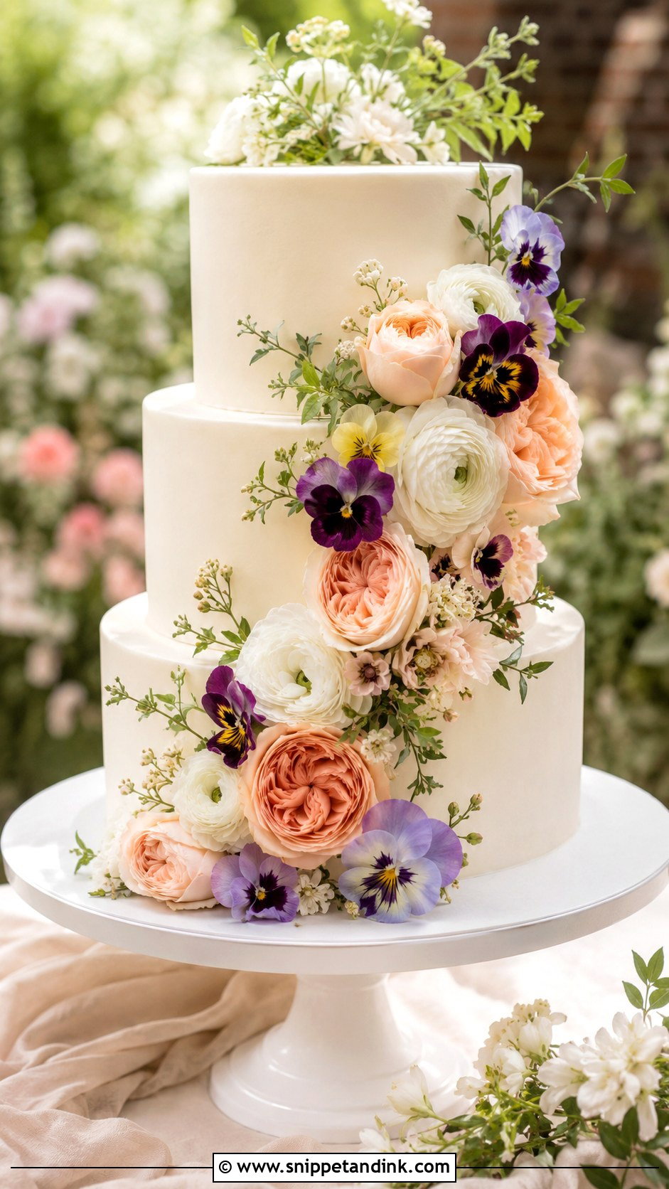 Floral Wedding Cake - Snippet and Ink - 20 Gorgeous Wedding Cake Ideas